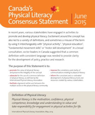 Canada’s Physical Literacy Consensus Statement