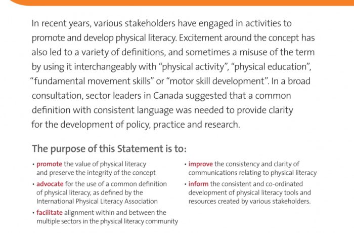 Canada’s Physical Literacy Consensus Statement